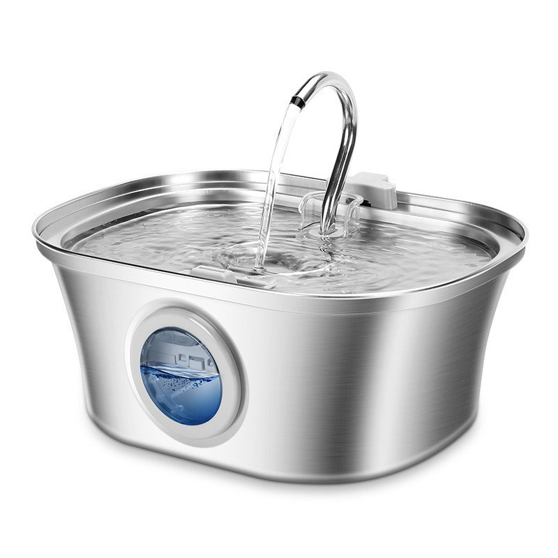 Cat water fountain, 3.2L stainless steel automatic pet fountain with water level window