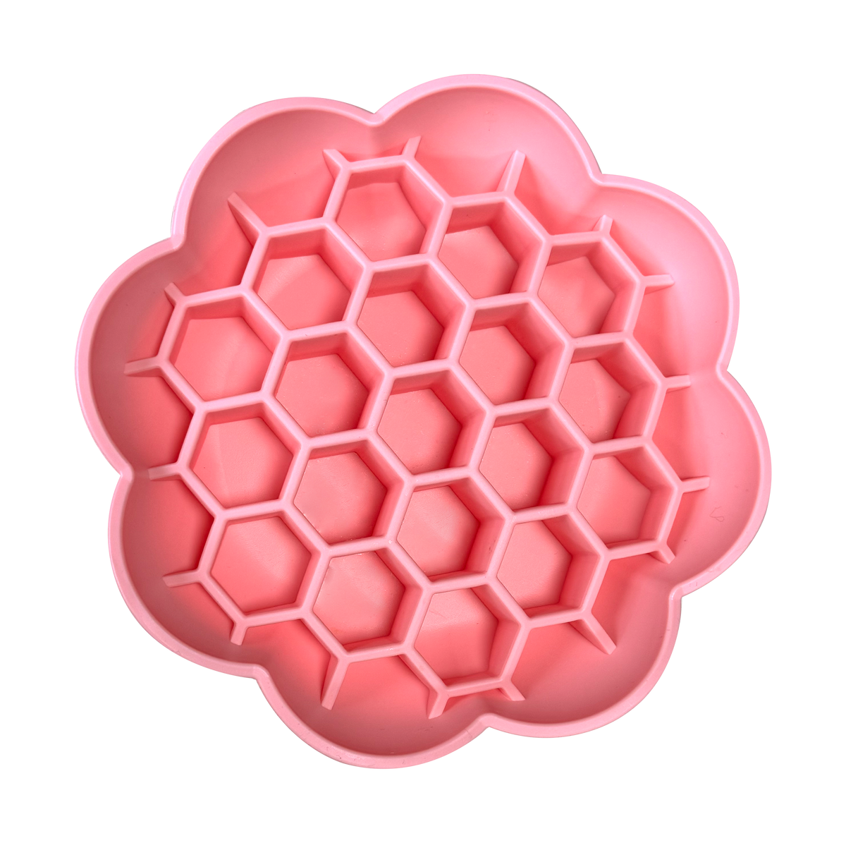 eprolo pink flower-shaped dog slow feeder silicone bowl with hexagonal compartments