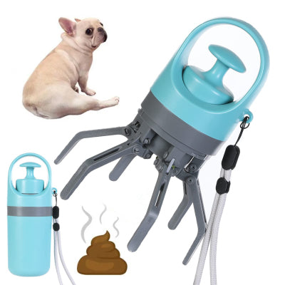 eprolo portable lightweight pooper scooper with built-in bag dispenser, turquoise/gray