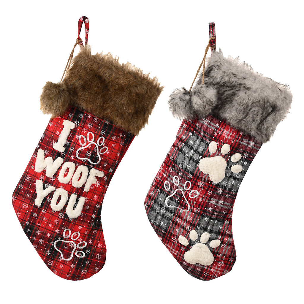 Checkered Christmas Stocking Gift Bag