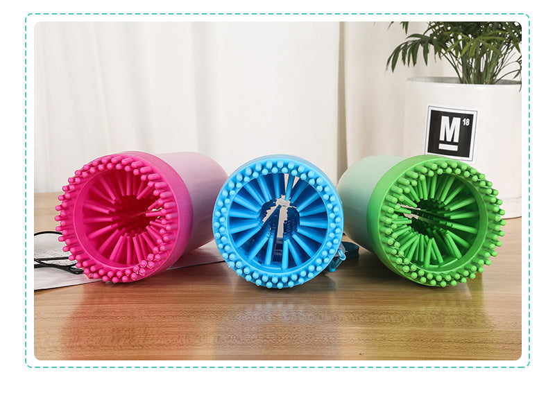 Paw Plunger pet paw cleaner set of 3 in pink blue and green soft silicone foot cleaning cups