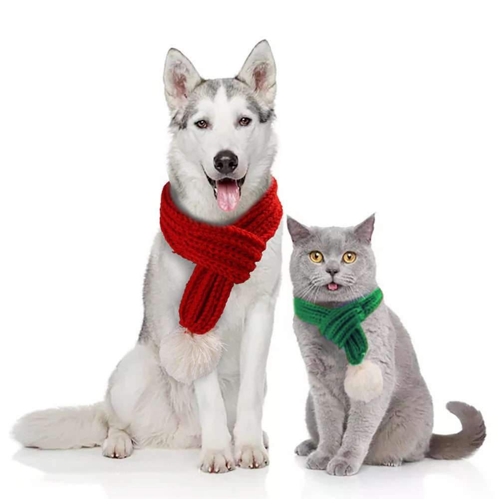 Knitted Christmas Scarf for Small Dogs & Cats