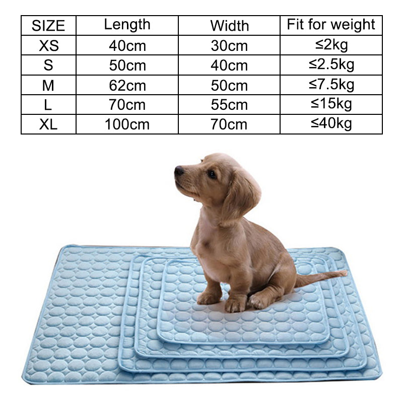 Dog cooling mat set of three in blue by eprolo; breathable, washable pet pads for dogs and cats.