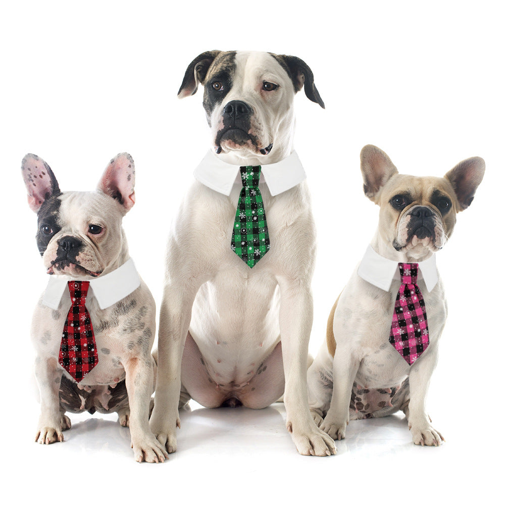 British-Style Christmas Necktie Collar for Dogs