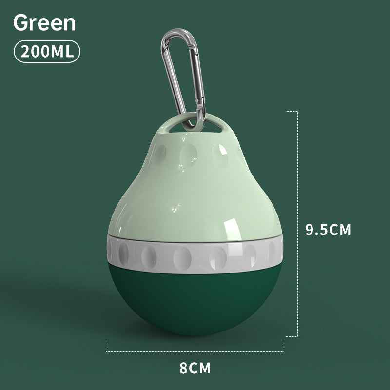 eprolo portable dog water dispenser with bowl, tear-drop design, green 200ml, carabiner clip