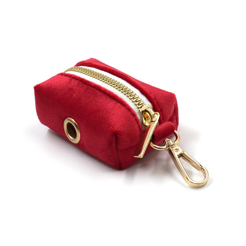Red Velvet Christmas Dog Collar with Gold Buckle, Leash & Bow Set