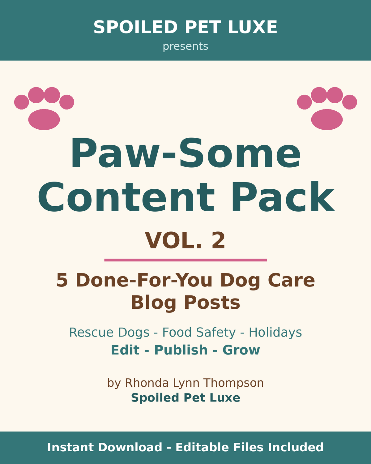 Paw-Some Content Pack Vol. 2 - 5 Done-For-You Dog Care Blog Posts for Pet Businesses (PLR)