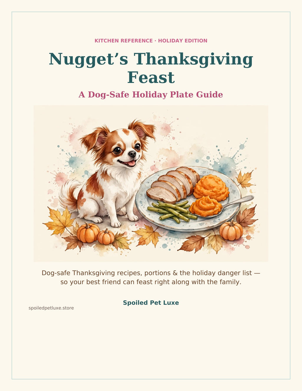 Nugget's Thanksgiving Feast — dog-safe holiday plate guide cover