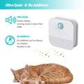 Smart Cat Odor Purifier by Teal Simba, white litter-box deodorizer air cleaner with blue LED ring, cat sleeping nearby