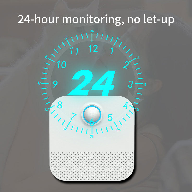 Smart Cat Odor Purifier by Teal Simba, white litter-box deodorizer with 24-hour monitoring graphic