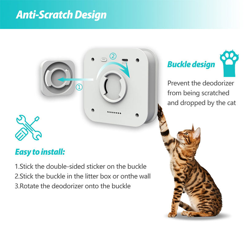 Teal Simba Smart Cat Odor Purifier for Cat Litter Box Deodorizer, white, buckle design, easy to install
