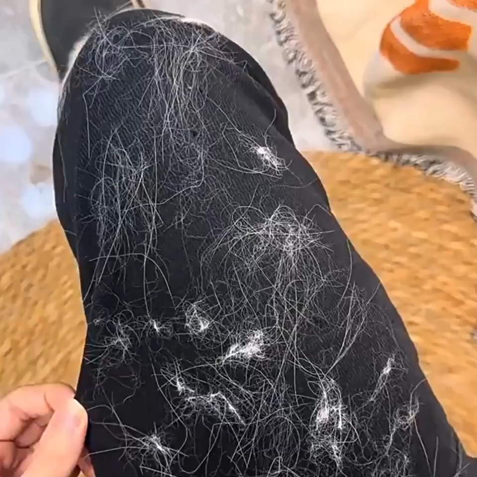 Pet hair on clothing before cleaning