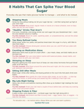 8 Habits That Can Spike Your Blood Sugar Printable Poster - Diabetes Education Chart with Try This Instead Tips, Instant Download