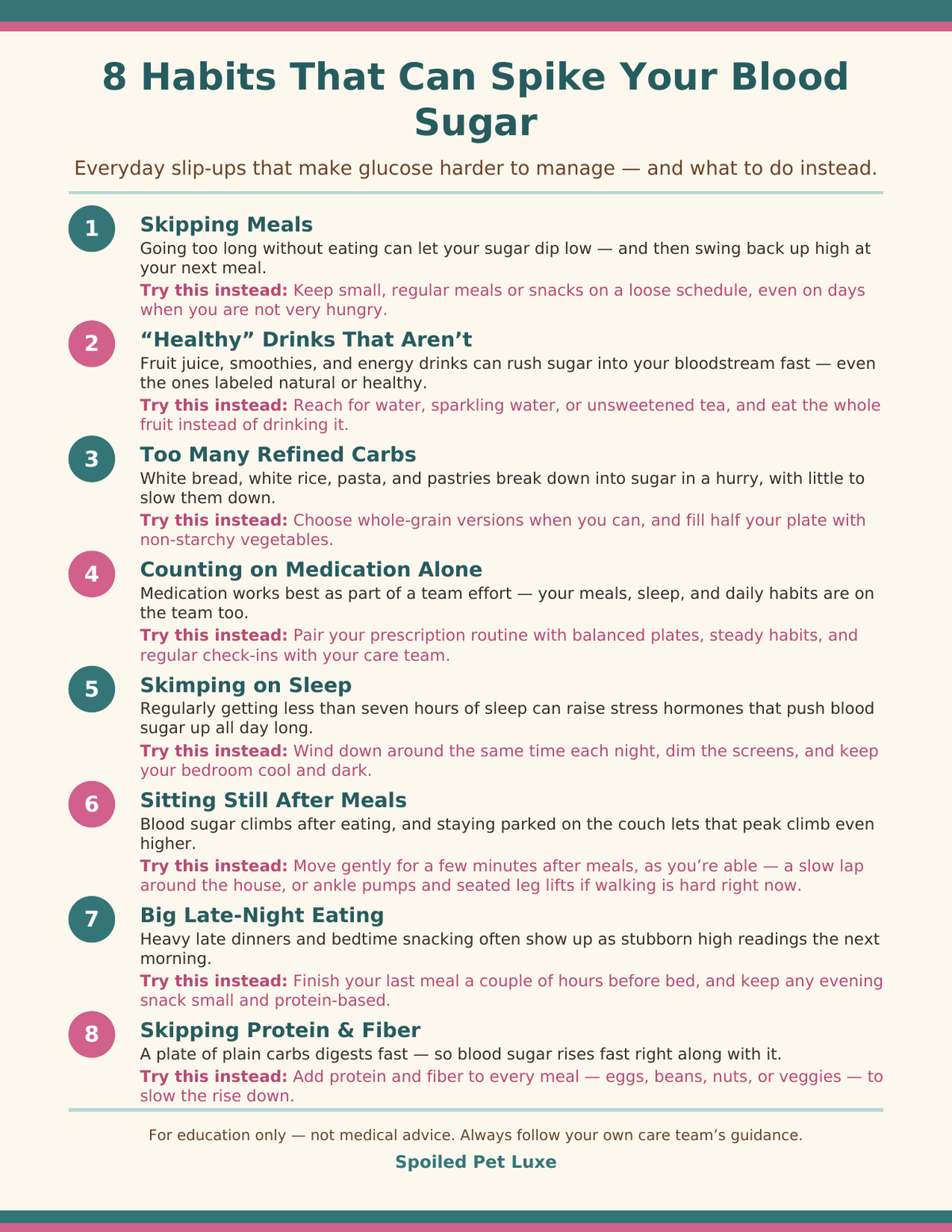 8 Habits That Can Spike Your Blood Sugar Printable Poster - Diabetes Education Chart with Try This Instead Tips, Instant Download