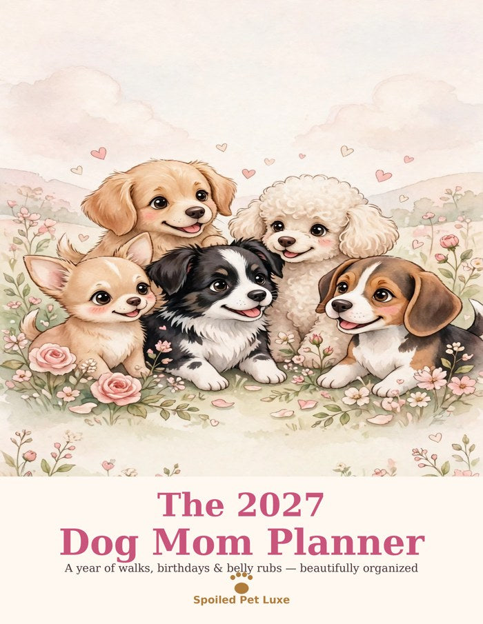2027 Dog Mom Planner Printable - Monthly Calendar, Dog Profiles, Vet & Grooming Trackers, 28 Pages, Instant Download
